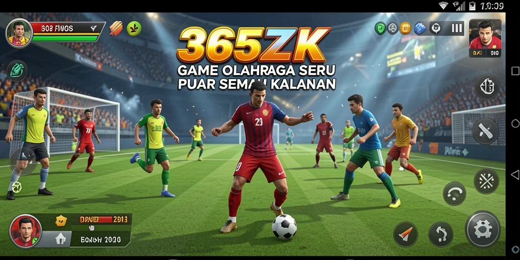 Tangkapan layar utama 365ZK menampilkan aksi pertandingan olahraga yang mengasyikkan.