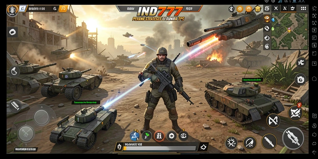 Screenshot gameplay IND777 menunjukkan aksi tembak-menembak intens.