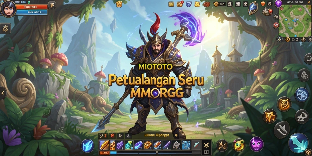 Screenshot utama MIOTOTO menampilkan aksi epic dalam petualangan MMORPG.