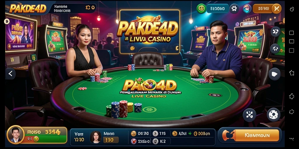 Screenshot PAKDE4D menunjukkan dealer profesional dan gameplay Live Casino yang mendebarkan.