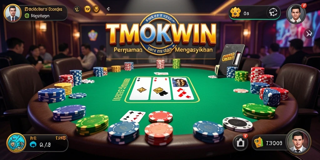 Tangkapan layar gameplay TMOKWIN yang menunjukkan keseruan permainan poker.