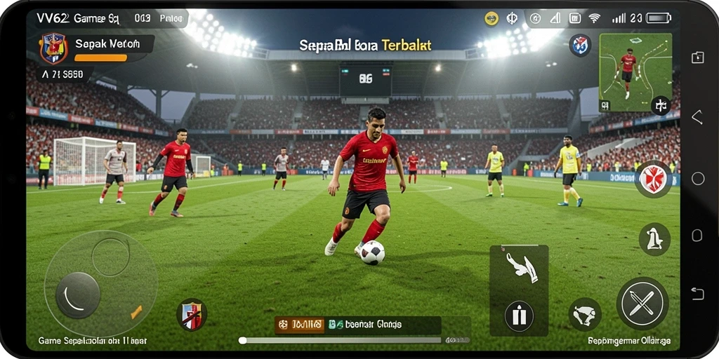 Tampilan gameplay VV62 yang menegangkan dan realistis dalam aksi sepak bola.